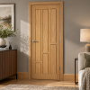 LPD Coventry Oak 6 Diagonally Aligned Vertical Panel Design White Oak Veneer Pre-Finished Internal Door lifestyle