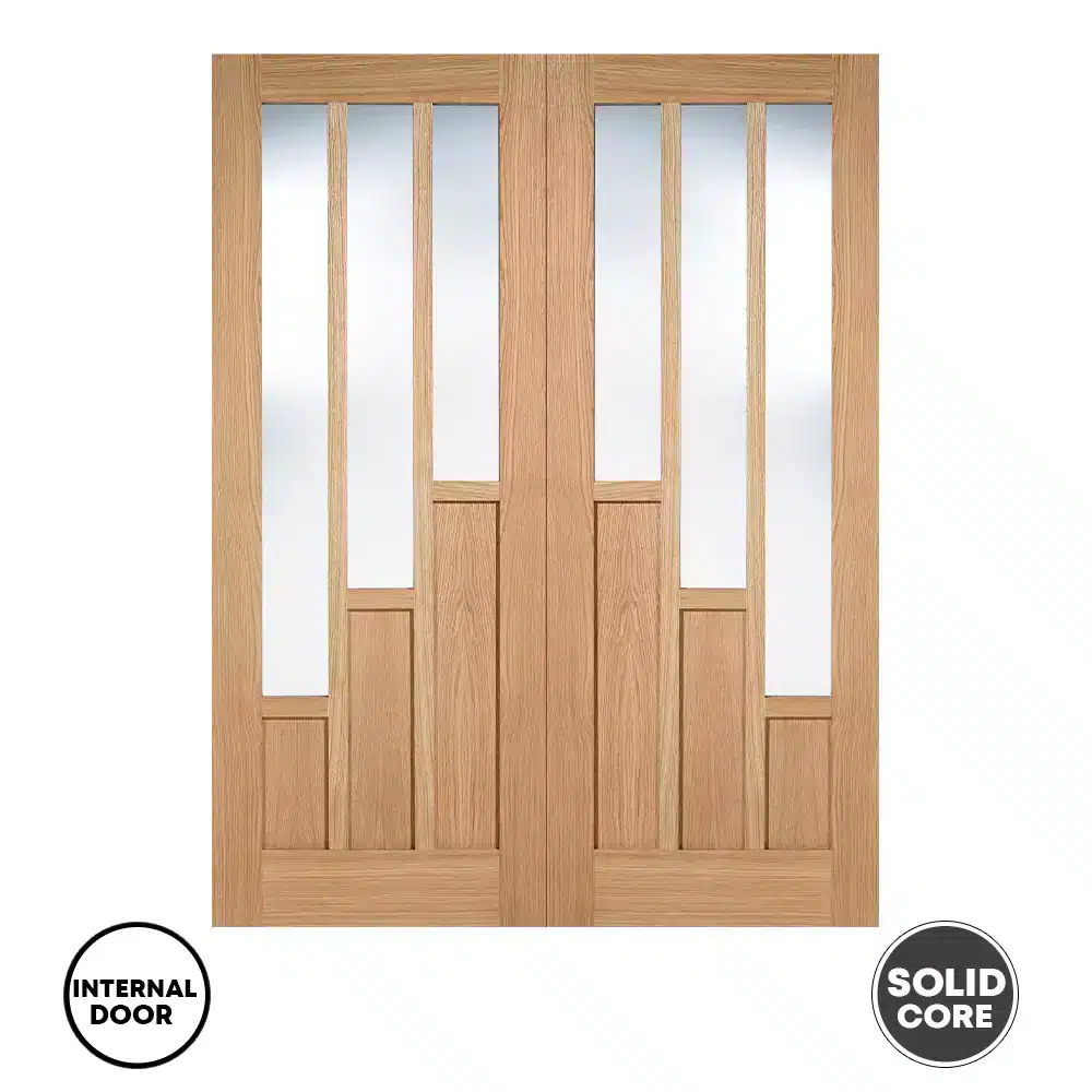 LPD Internal Glazed Door Oak Coventry 3L Pairs Unfinished