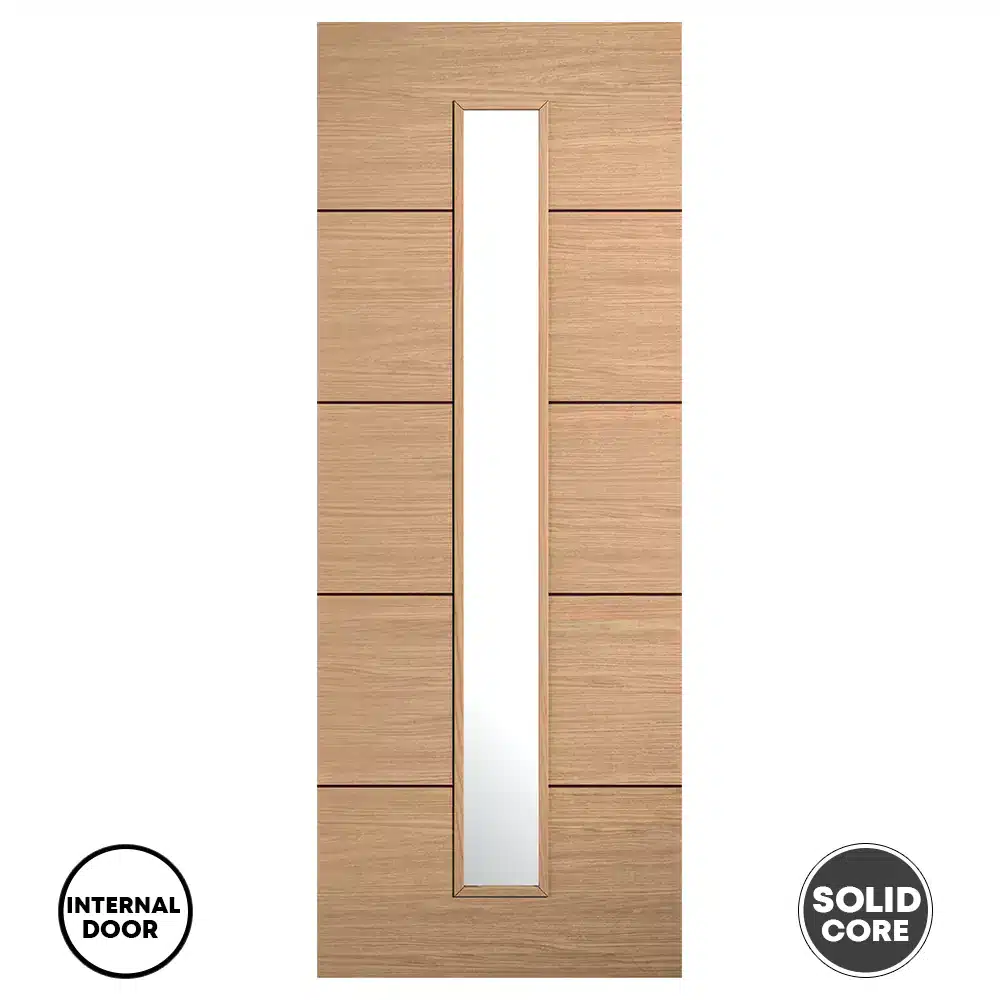 LPD Oak Lille 1L Glazed Door Clear Pre-finished