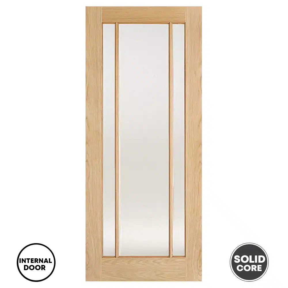 LPD Lincoln Clear Glazed 3L Internal Door Oak Pre-finished