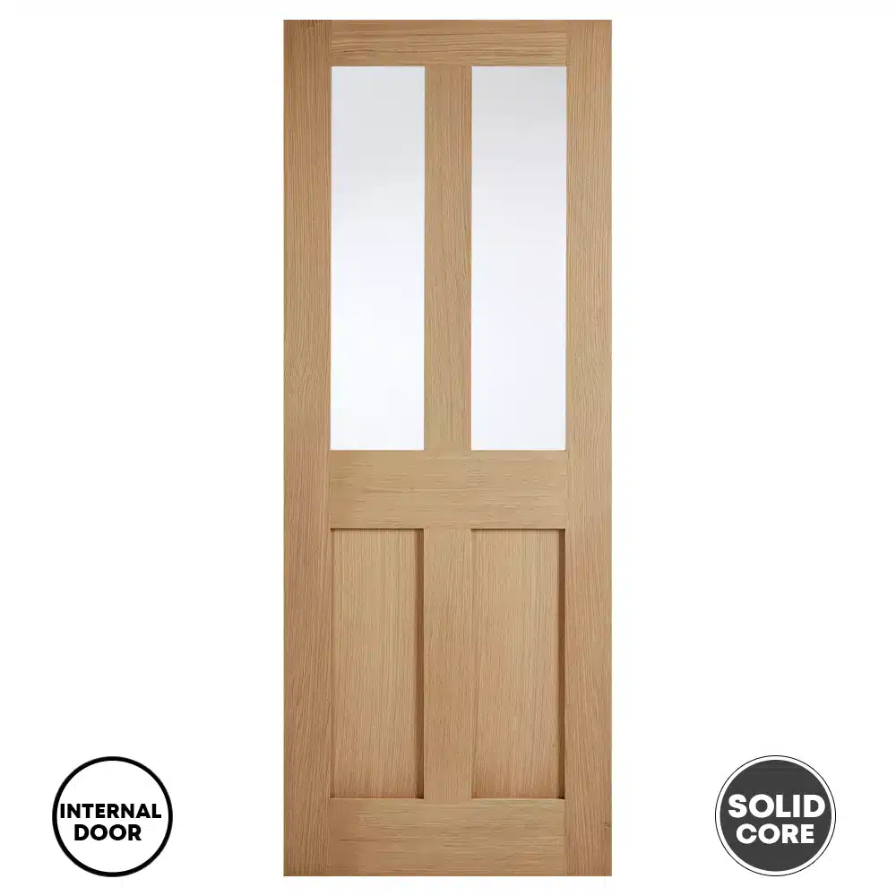 LPD London Internal Door 2 Panel Clear Glazed Unfinished - Oak