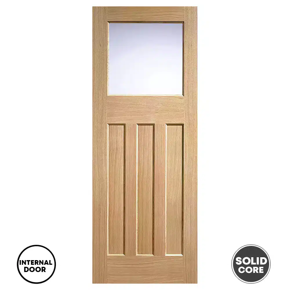 LPD DX 30's Style Solid 1L Oak Glazed Door Unfinished