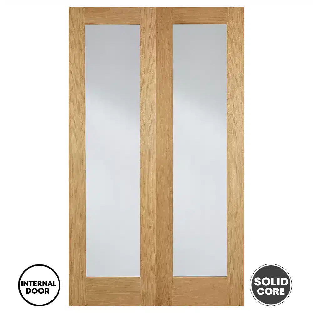LPD Pattern 20 Pair Clear Glazed Internal Door Oak