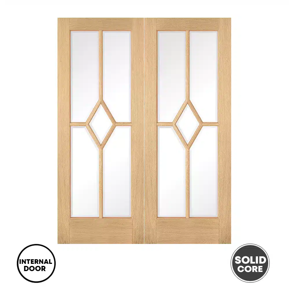 LPD Pre-finished Reims Door Glazed Pair - Oak