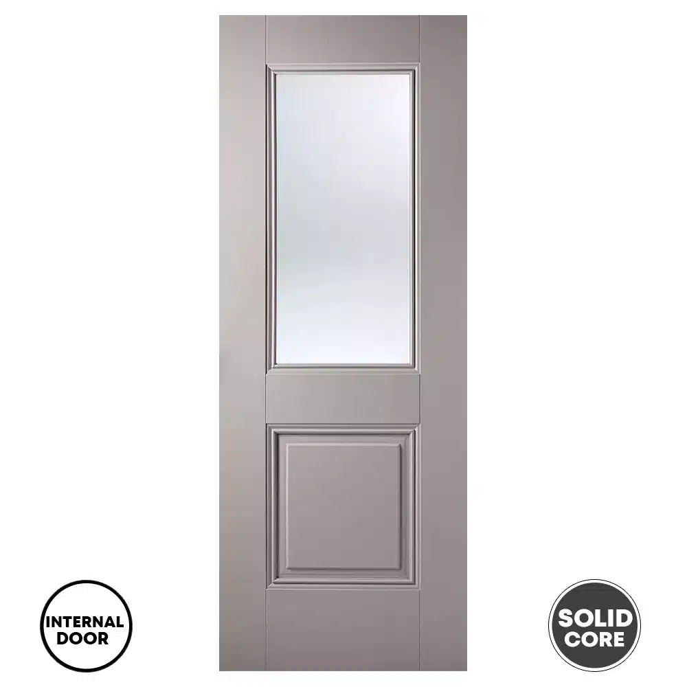 LPD Primed Arnhem Glass Door 1L - Silk Grey