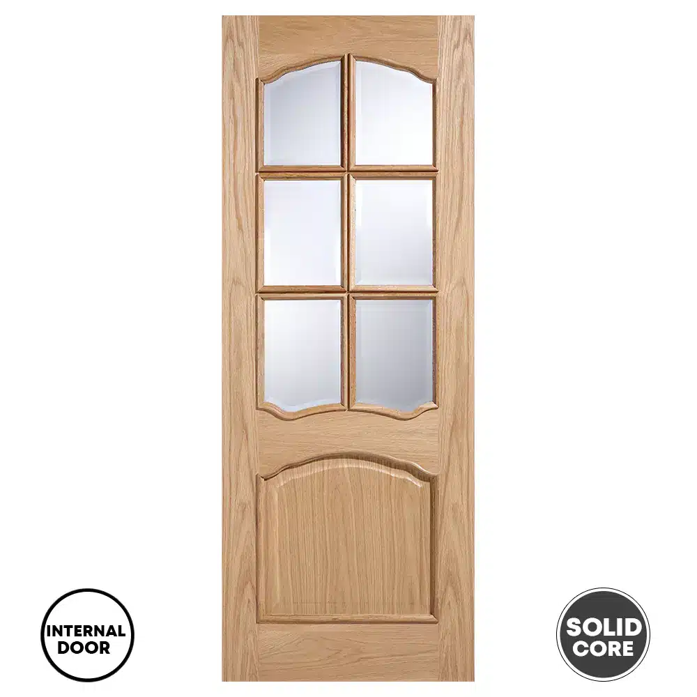 LPD Oak Riviera 6L RM Glazed Clear Door Unfinished