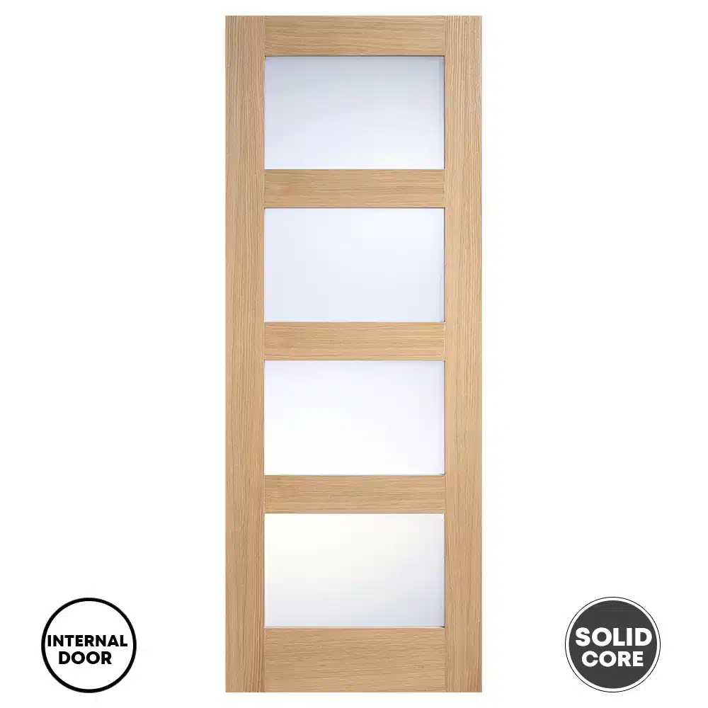 LPD Internal Door Shaker Glazed 4L Frosted Pre-finished - Oak