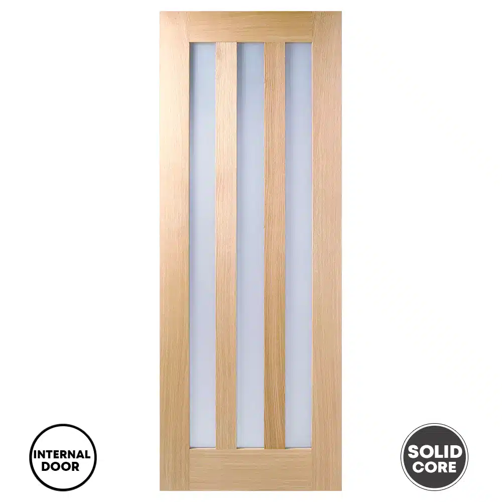 LPD Oak Internal Door Glazed Clear Utah 3L Unfinished
