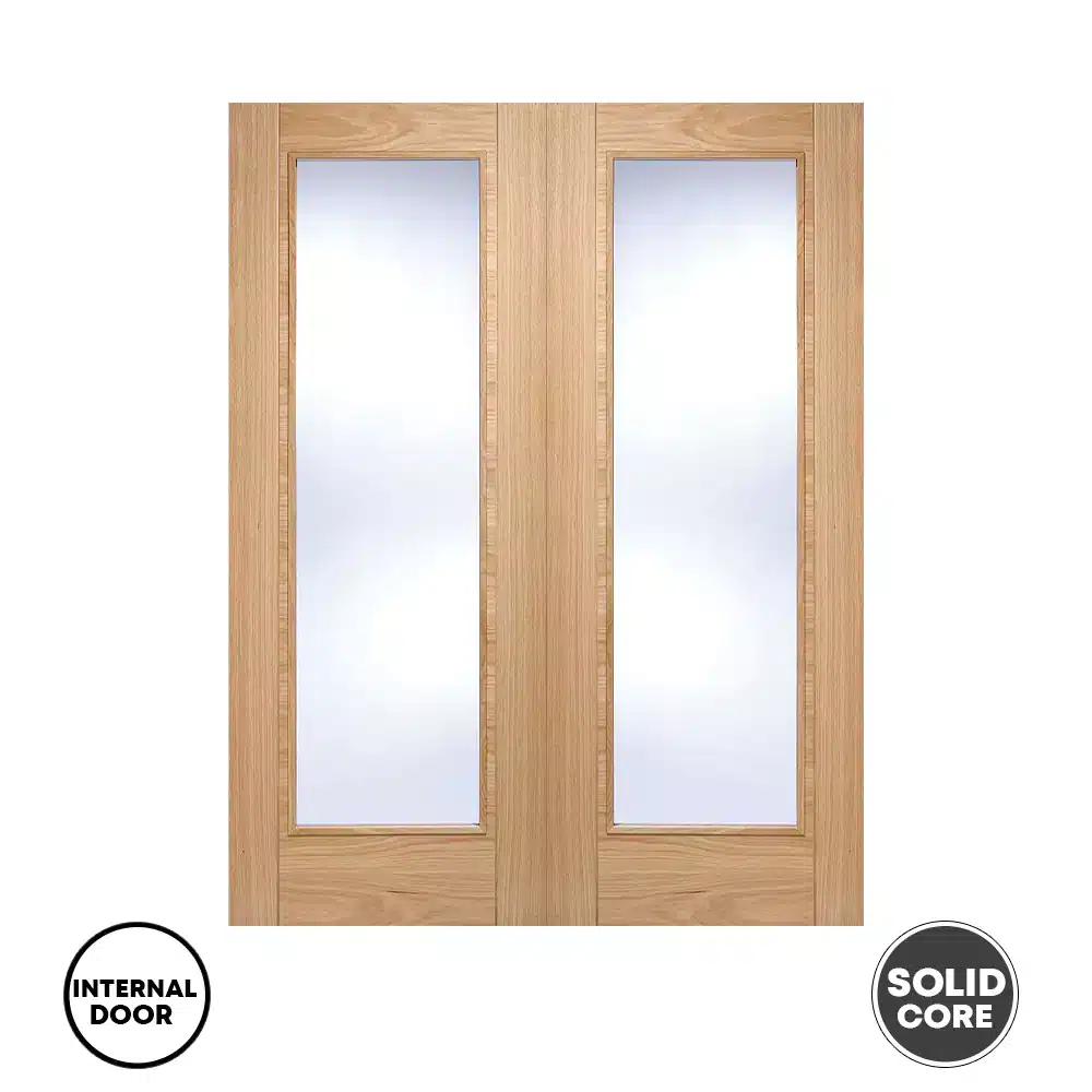 LPD Oak Vancouver Pair Clear Door Glazed Pre-Finished