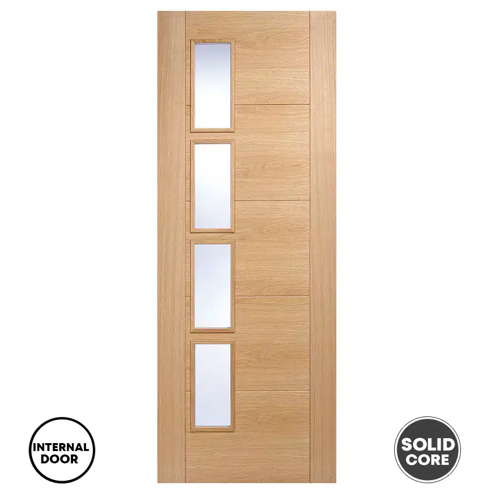 LPD Glazed Vancouver 4L Door Clear Glass Offset - Oak
