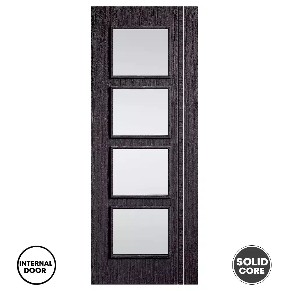 LPD Zanzibar 4L Solid Glazed Internal Door Pre-Finished - Ash Grey