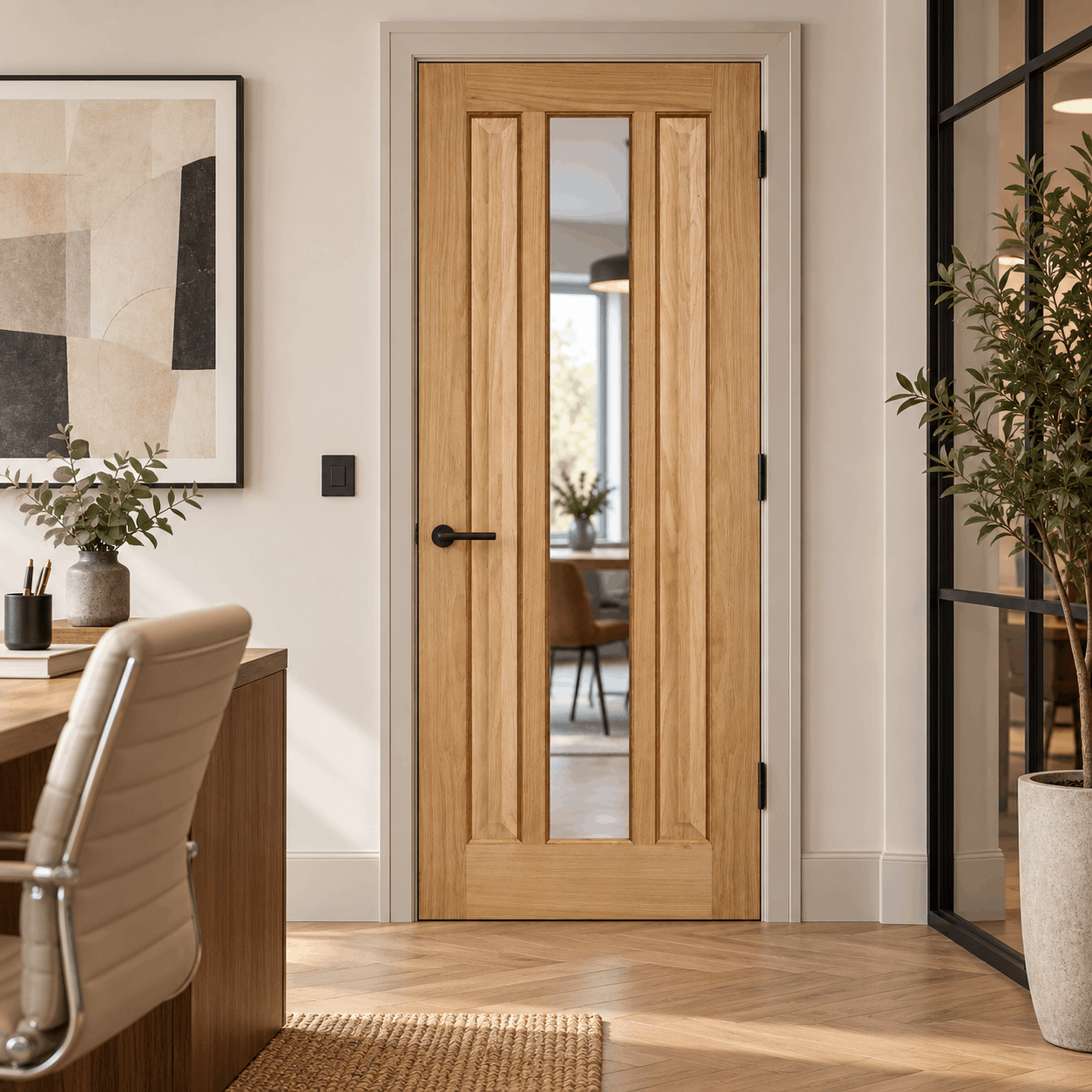 LPD Kilburn 1L Oak Clear Glazed Veneer Unfinished Internal Door