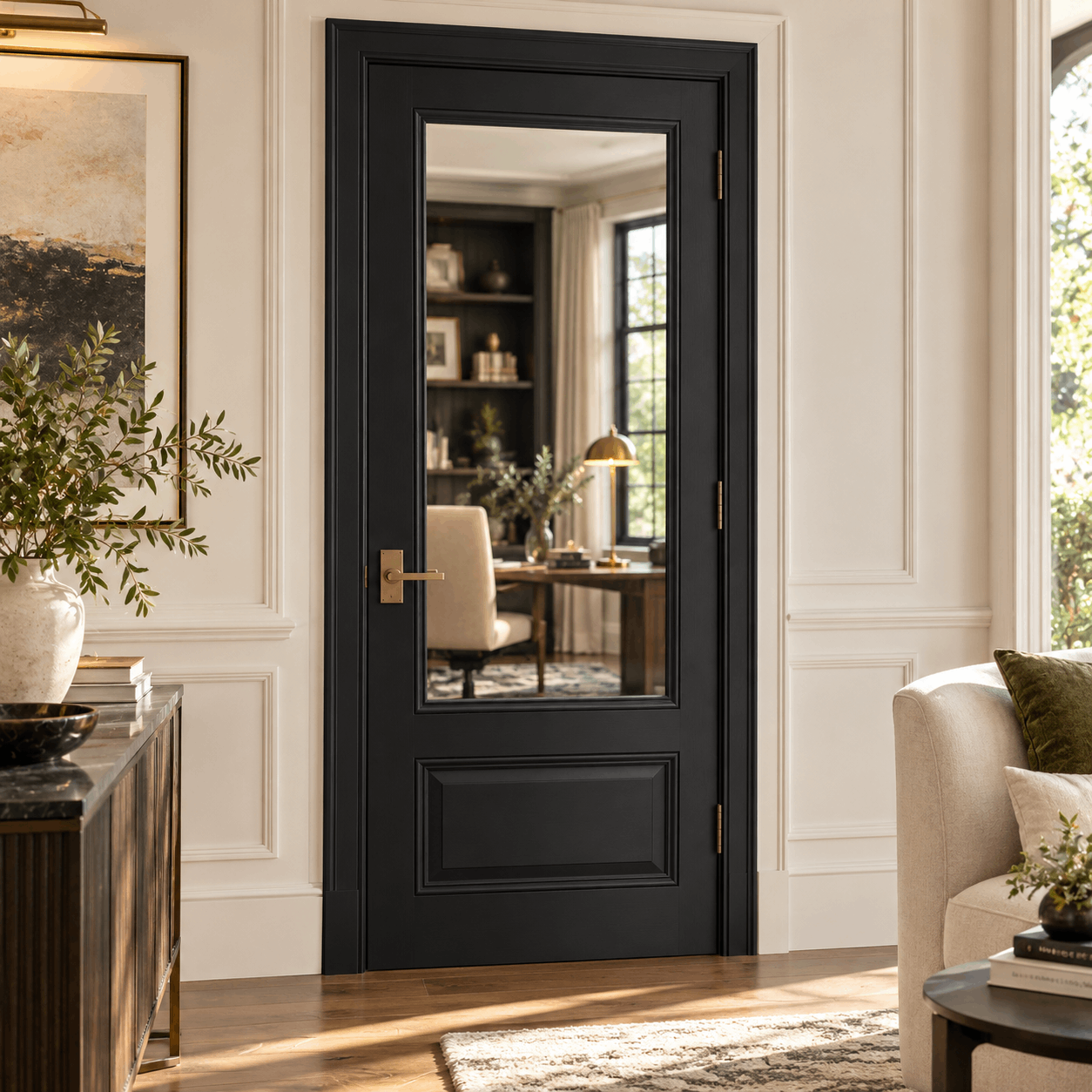 LPD Knightsbridge 1L Black Clear Glazed Primed Plus Internal Door