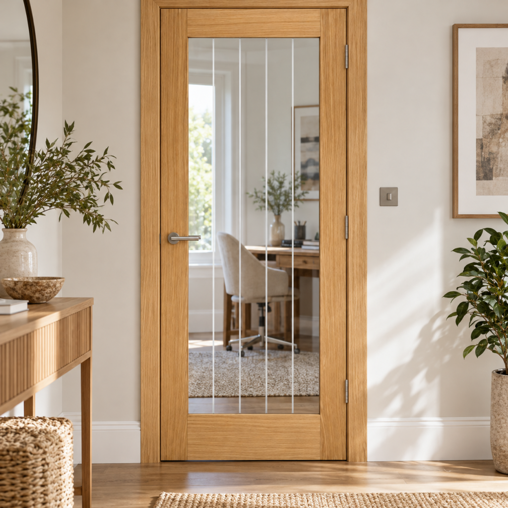 LPD Mexicano Pattern 10 Oak Clear Glazed Veneer Unfinished Internal Door