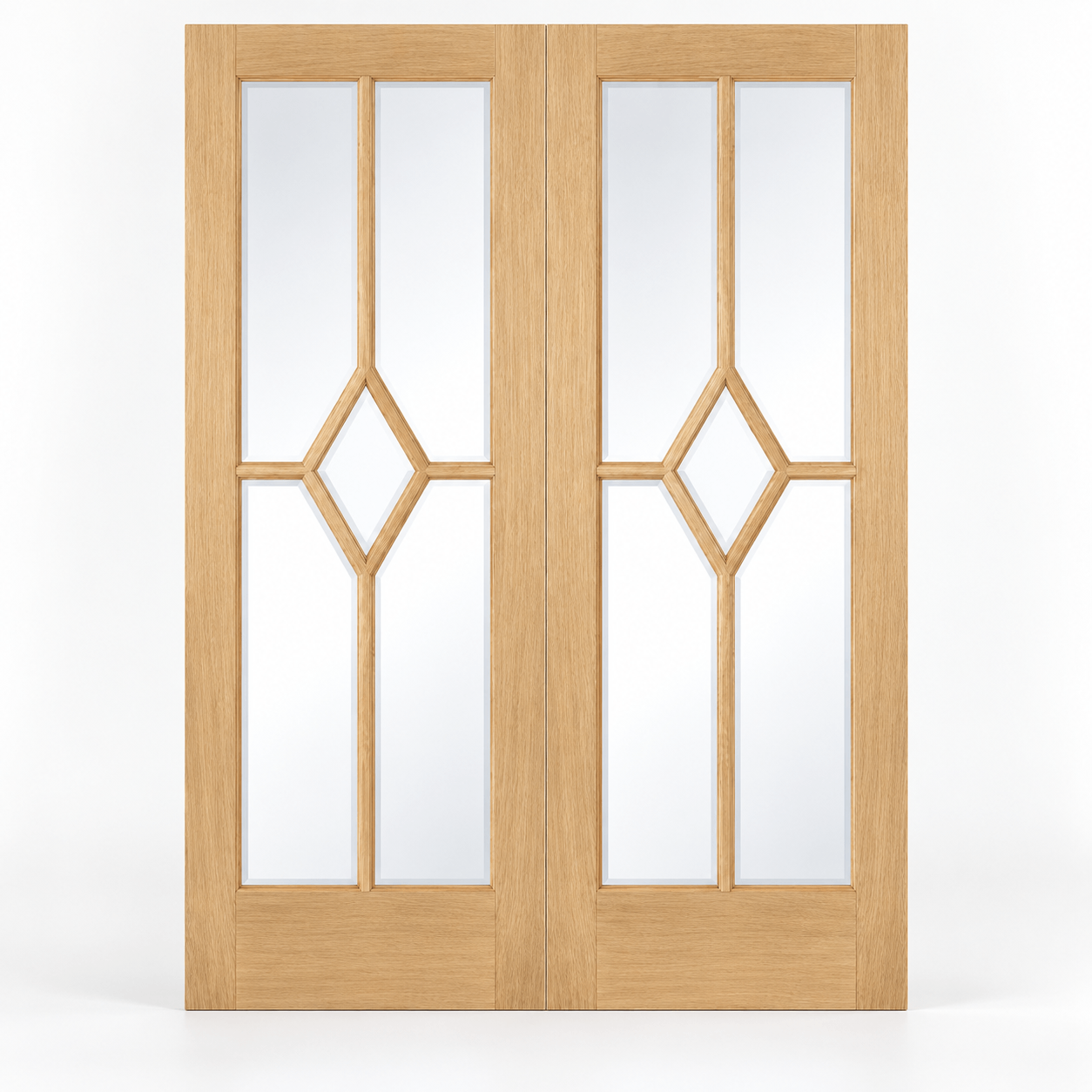 LPD Reims Oak Diamond Design Clear Glazed Veneer Pre-Finished Internal Door Pair