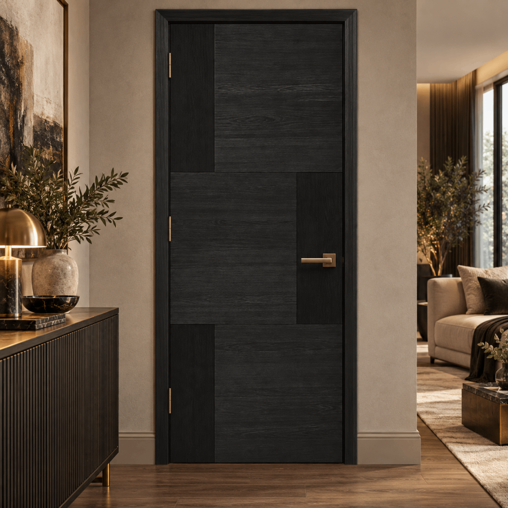 LPD Seis Charcoal Black 6 Panel Veneer Pre-Finished Internal Door