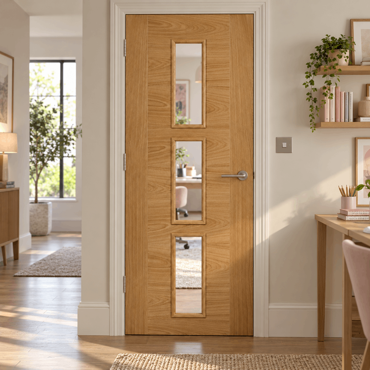 LPD Sofia 3L Oak Clear Glazed Veneer Pre-Finished Internal Door