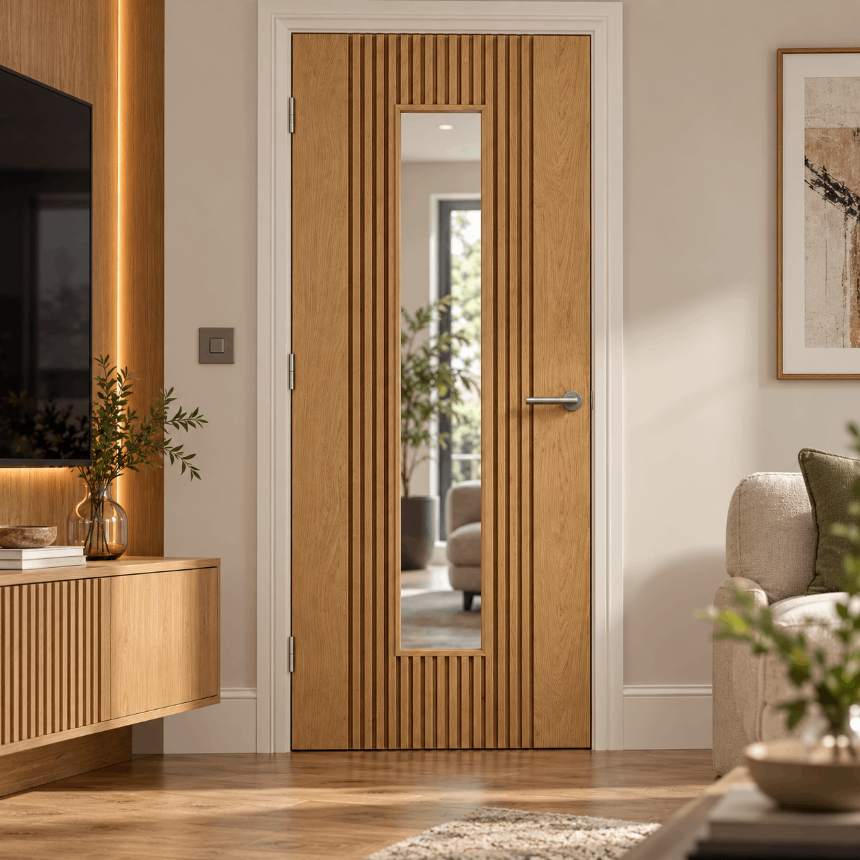 LPD Sydney Oak 1L Clear Glazed Veneer Pre-Finished Internal Door