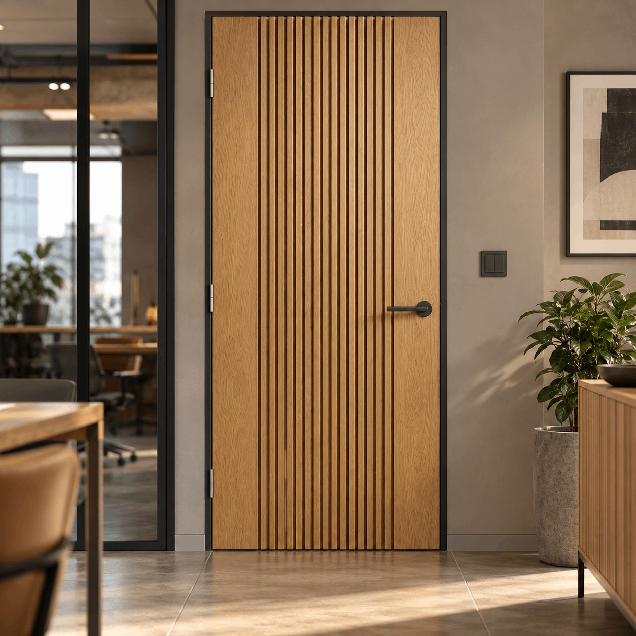 LPD Sydney Oak Vertical Panel Veneer Pre-Finished Internal Door