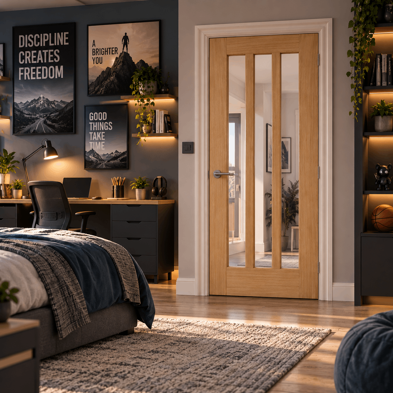 LPD Utah 3L Oak Clear Glazed Veneer Unfinished Internal Door
