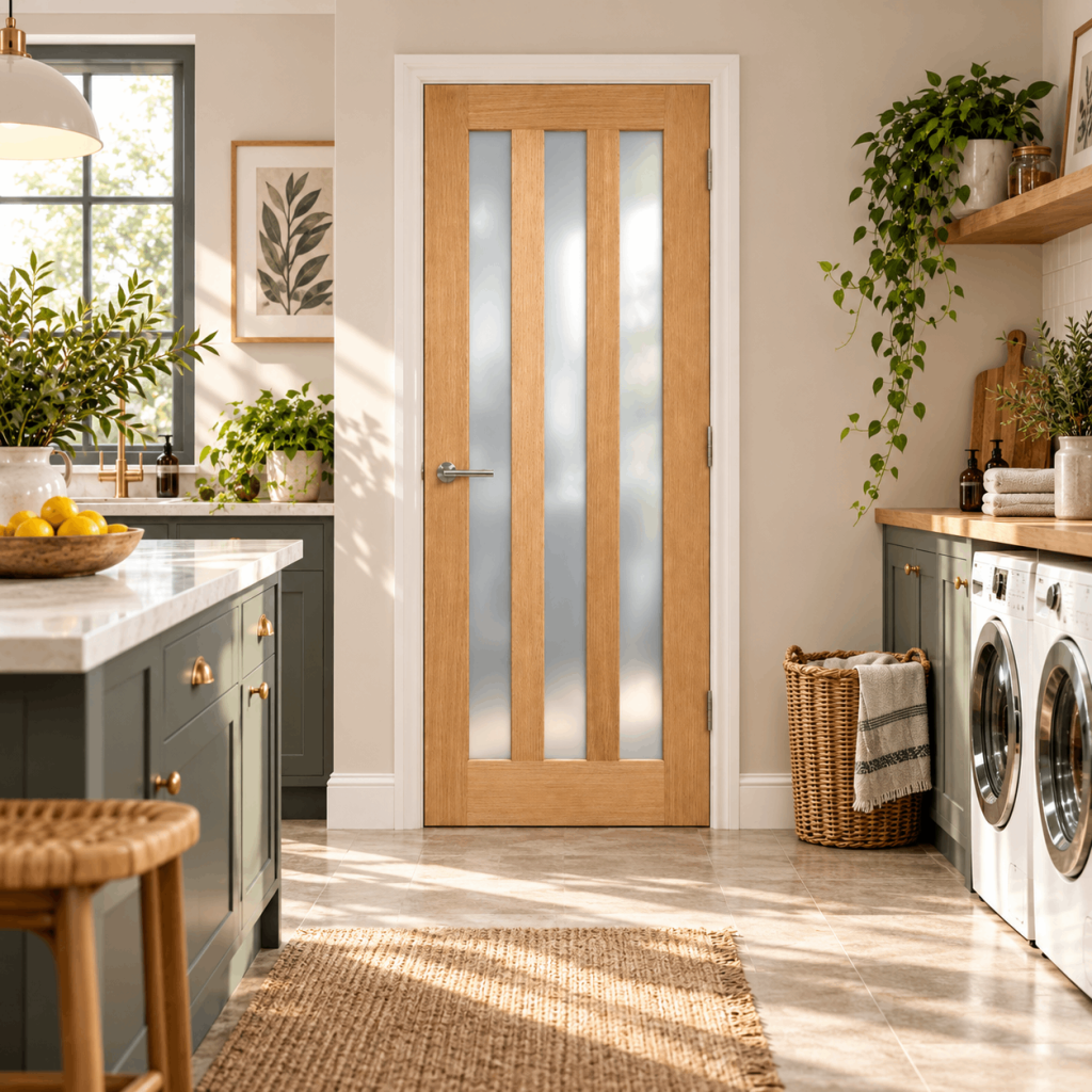 LPD Utah 3L Oak Frosted Glazed Veneer Pre-Finished Internal Door