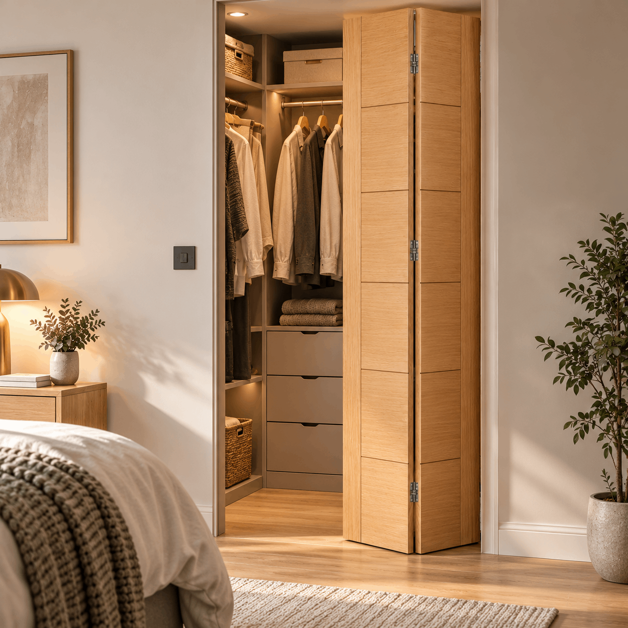 LPD Vancouver Oak 5 Panel Veneer Pre-Finished Bi-Fold Internal Door