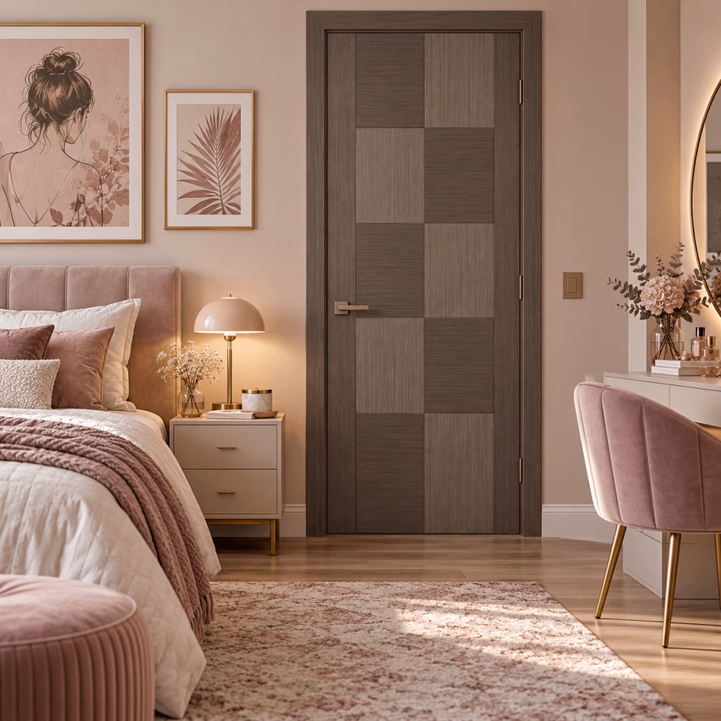 LPD Apollo Chocolate Grey Checkerboard Design Veneer Pre-Finished Internal Door