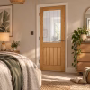 LPD Belize Oak 1L Clear Glazed Frosted Lines White Oak Veneer Unfinished Internal Door