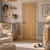 LPD Belize Oak 5 Vertical Panel Square Cut Groove Design White Oak Veneer Unfinished Internal Door lifestyle