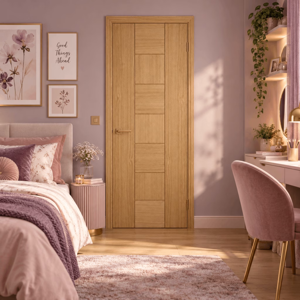 LPD Catalonia Oak 7 Square Panel Veneer Pre-Finished Internal Door