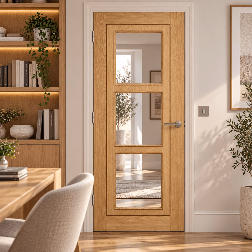 LPD Inlay 3L Oak Clear Glazed Veneer Pre-Finished Internal Door
