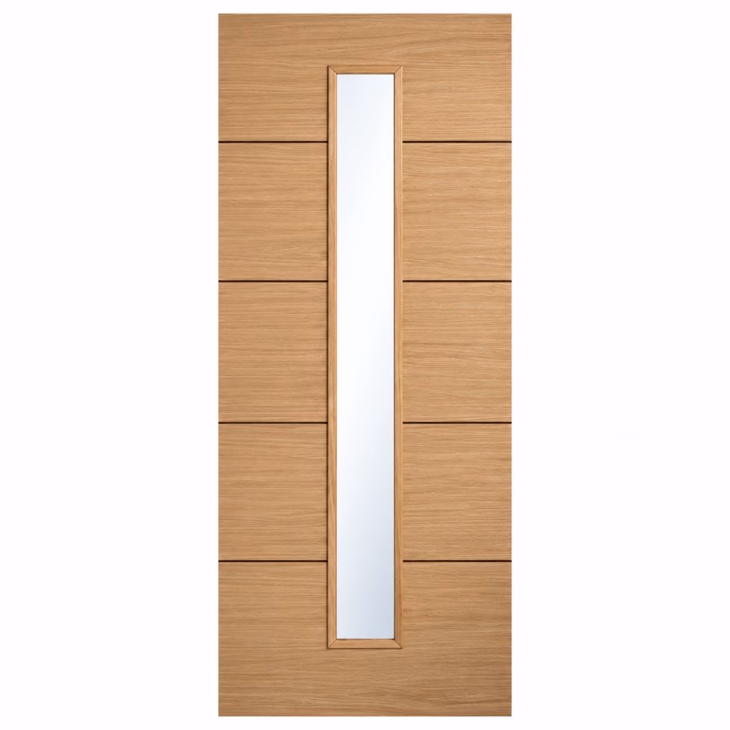 LPD Lille 1L Oak 5 Horizontal Panel Clear Glazed Veneer Pre-Finished Internal Door