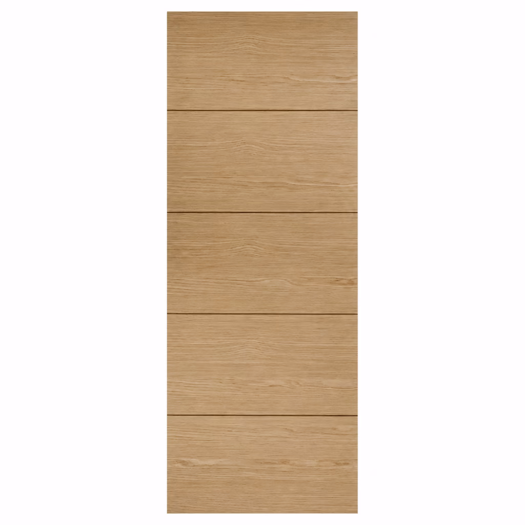 LPD Lille Oak 5 Horizontal Panel Veneer Pre-Finished Internal Door