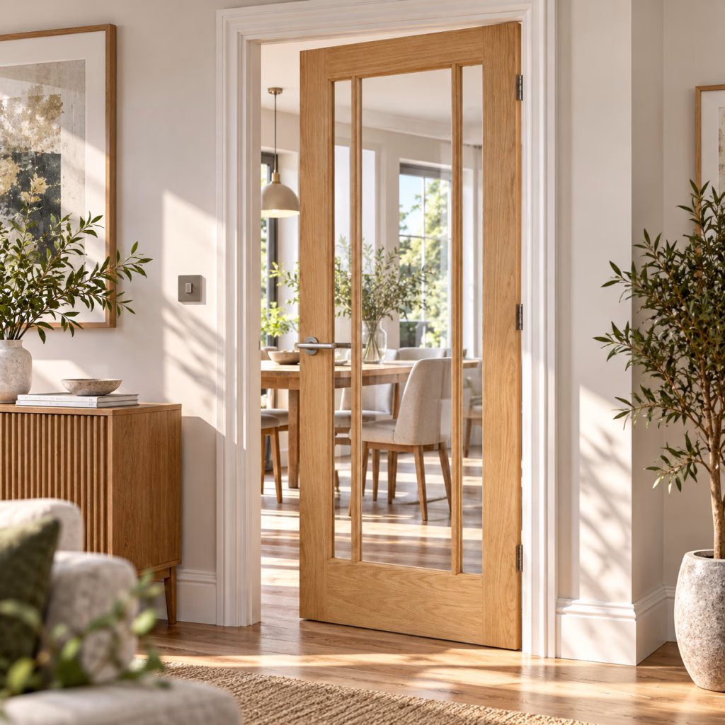 LPD Lincoln 3L Oak Clear Glazed Veneer Pre-Finished Internal Door