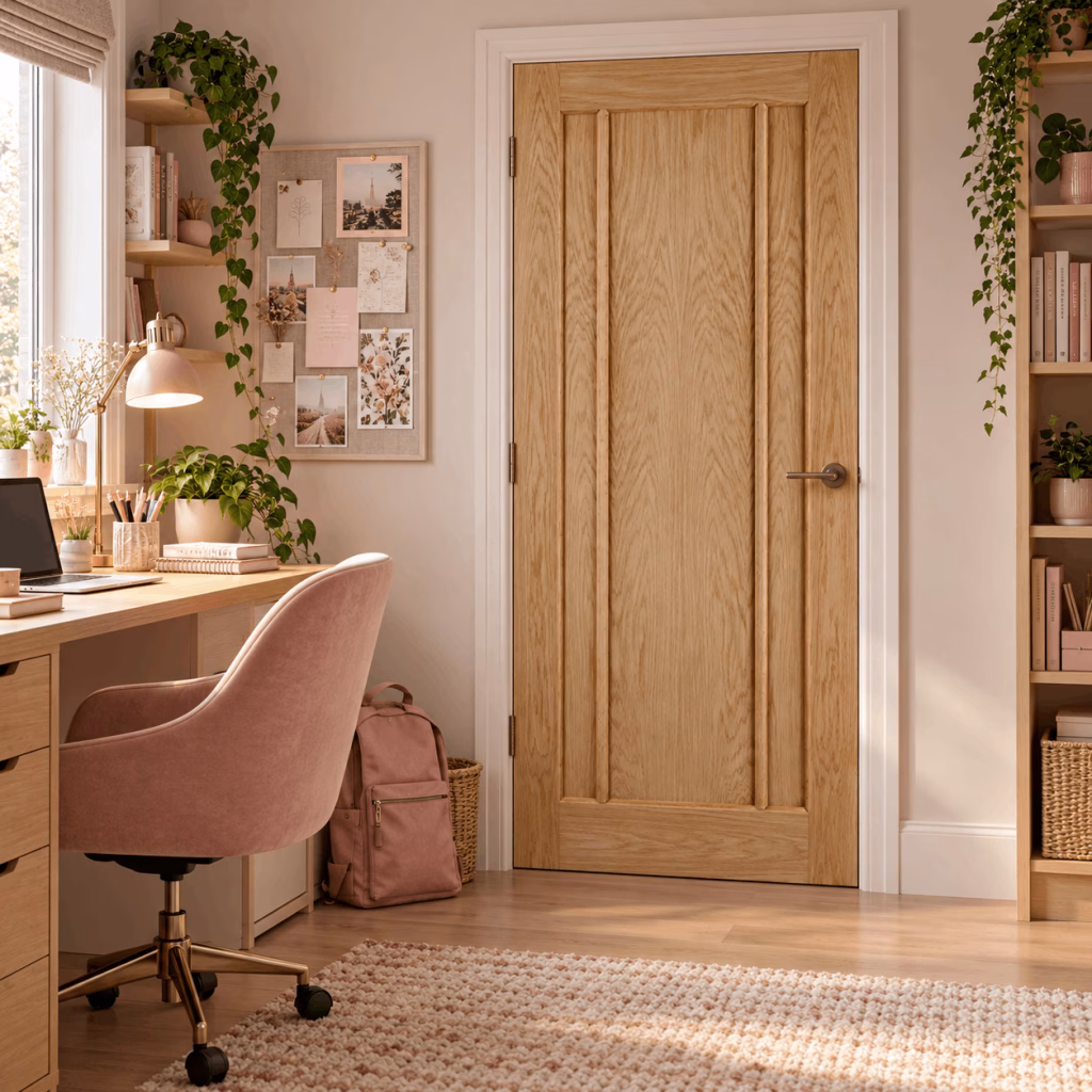 LPD Lincoln Oak 3 Vertical Panel Veneer Pre-Finished Internal Door