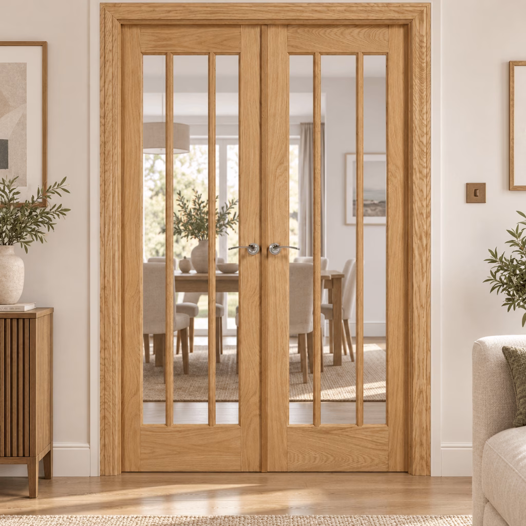 LPD Lincoln W4 Oak Clear Glazed Veneer Unfinished Internal Room Divider