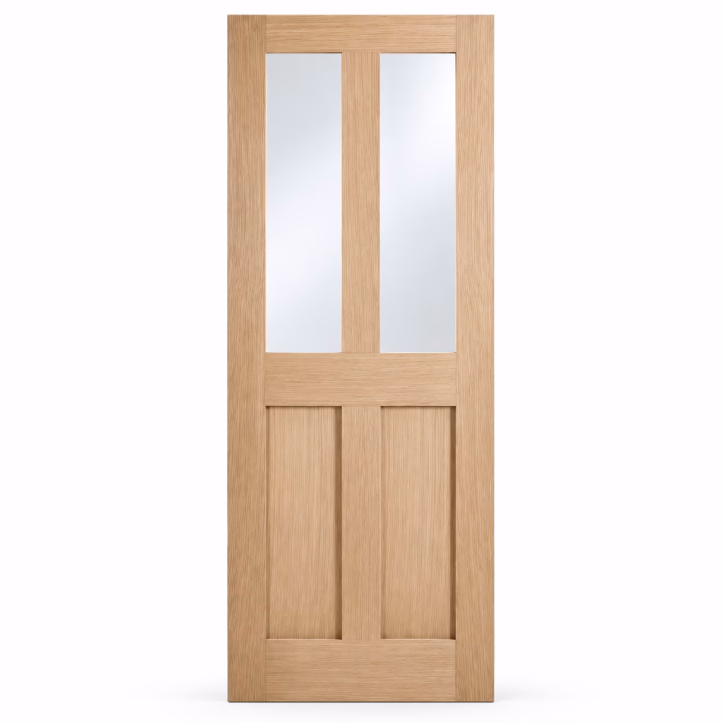 LPD London 2L Oak Vertical Panel Clear Glazed Veneer Pre-Finished Internal Door