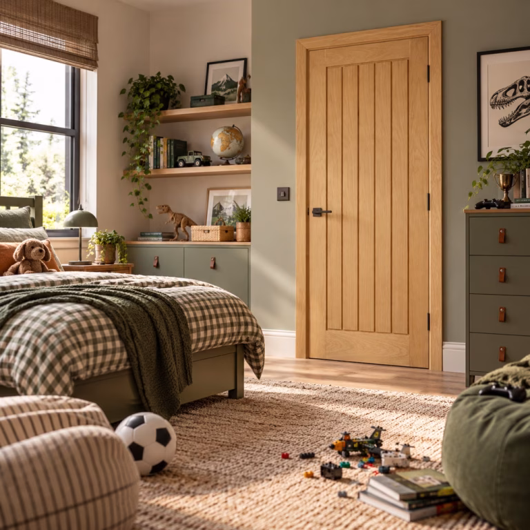 LPD Mexicano Oak 5 Vertical Panel Veneer Unfinished Internal Door