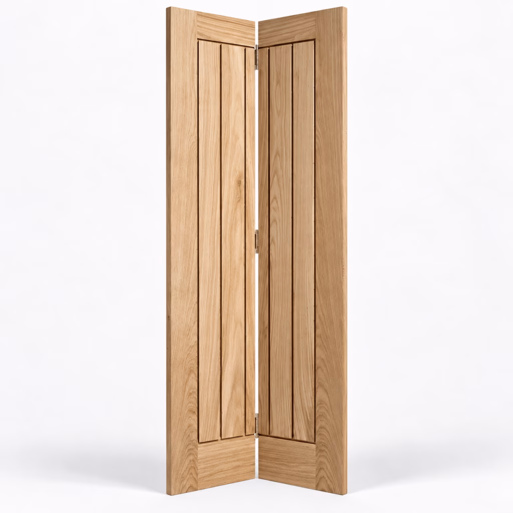 LPD Mexicano Oak Vertical Panel Veneer Pre-Finished Bi-Fold Internal Door