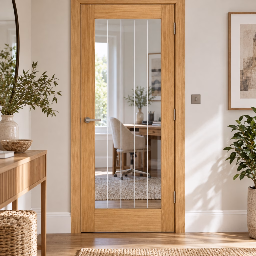 LPD Mexicano Pattern 10 Oak Clear Glazed Veneer Unfinished Internal Door