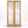 LPD Pattern 20 Oak Clear Glazed Rebated Right-Hand Pull White Oak Veneer Unfinished Internal Door Pair