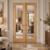 LPD Pattern 20 Oak Clear Glazed Rebated Right-Hand Pull White Oak Veneer Unfinished Internal Door Pair lifestyle