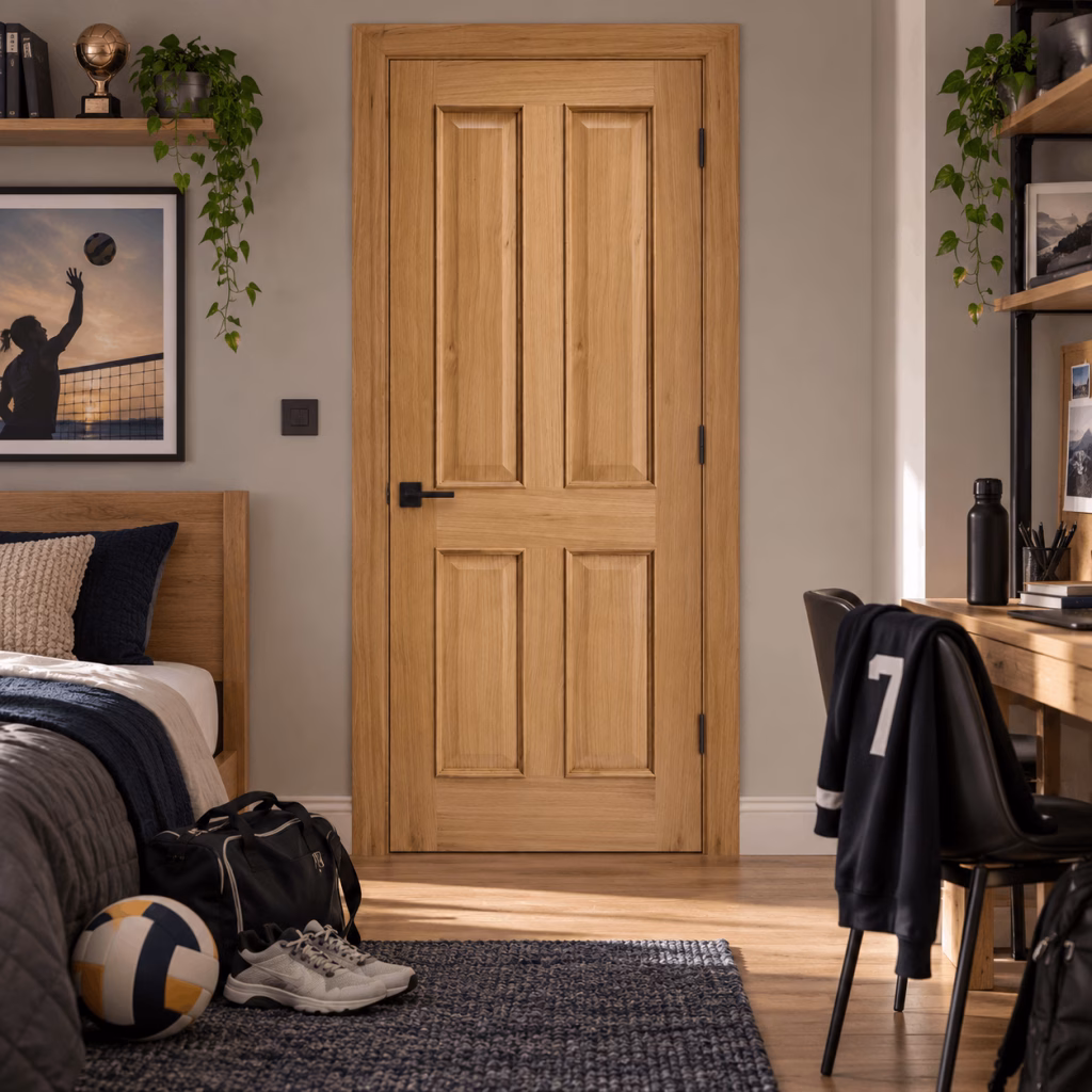 LPD Regency 4P RM2S Oak Raised Panel Veneer Unfinished Internal Door