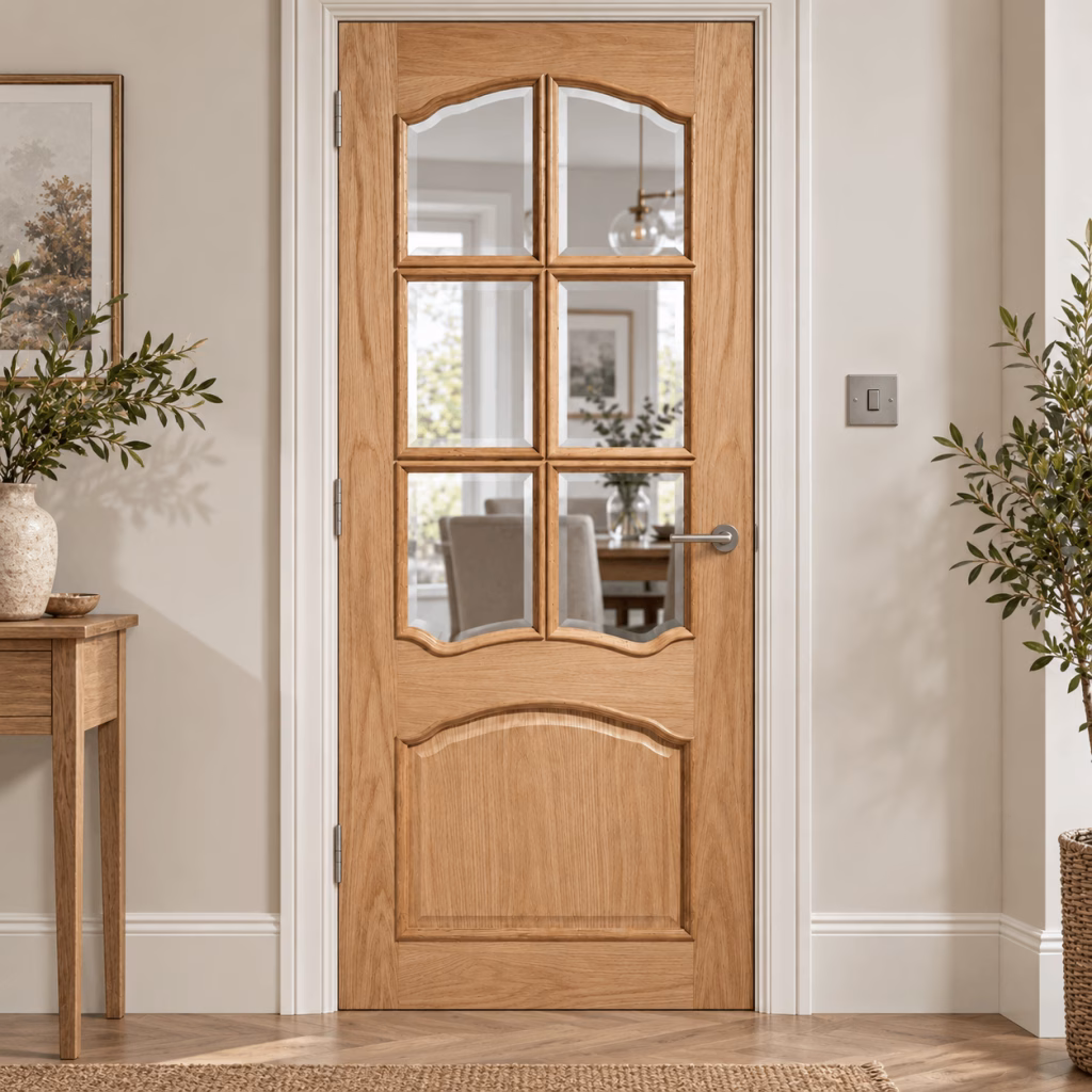 LPD Riviera 6L RM2S Oak Clear Glazed Veneer Unfinished Internal Door