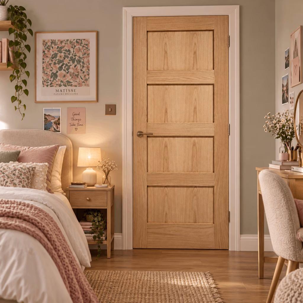 LPD Shaker 4P Oak Recessed Panel Veneer Unfinished Internal Door