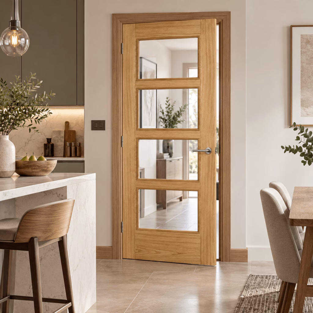 LPD Vancouver 4L Oak Clear Glazed Veneer Pre-Finished Internal Door