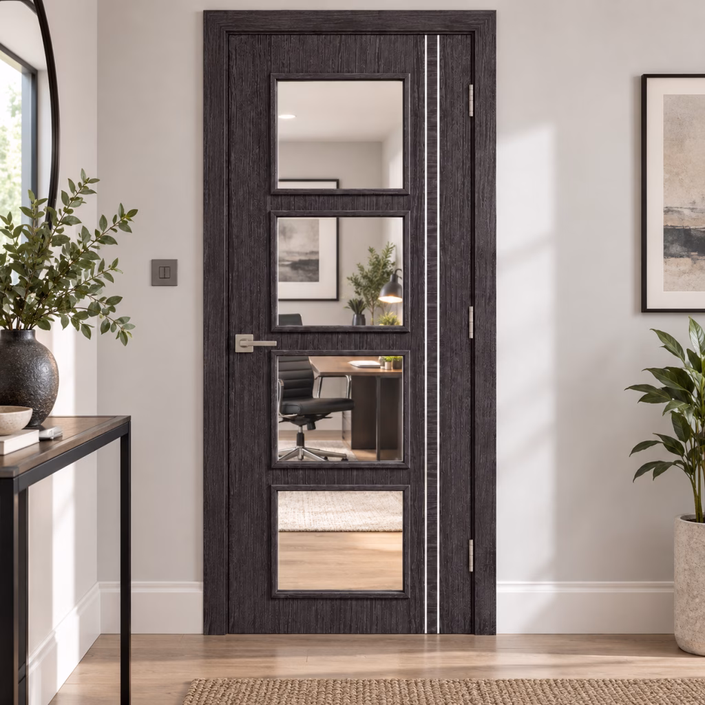LPD Zanzibar 4L Ash Grey Clear Glazed Laminate Pre-Finished Internal Door