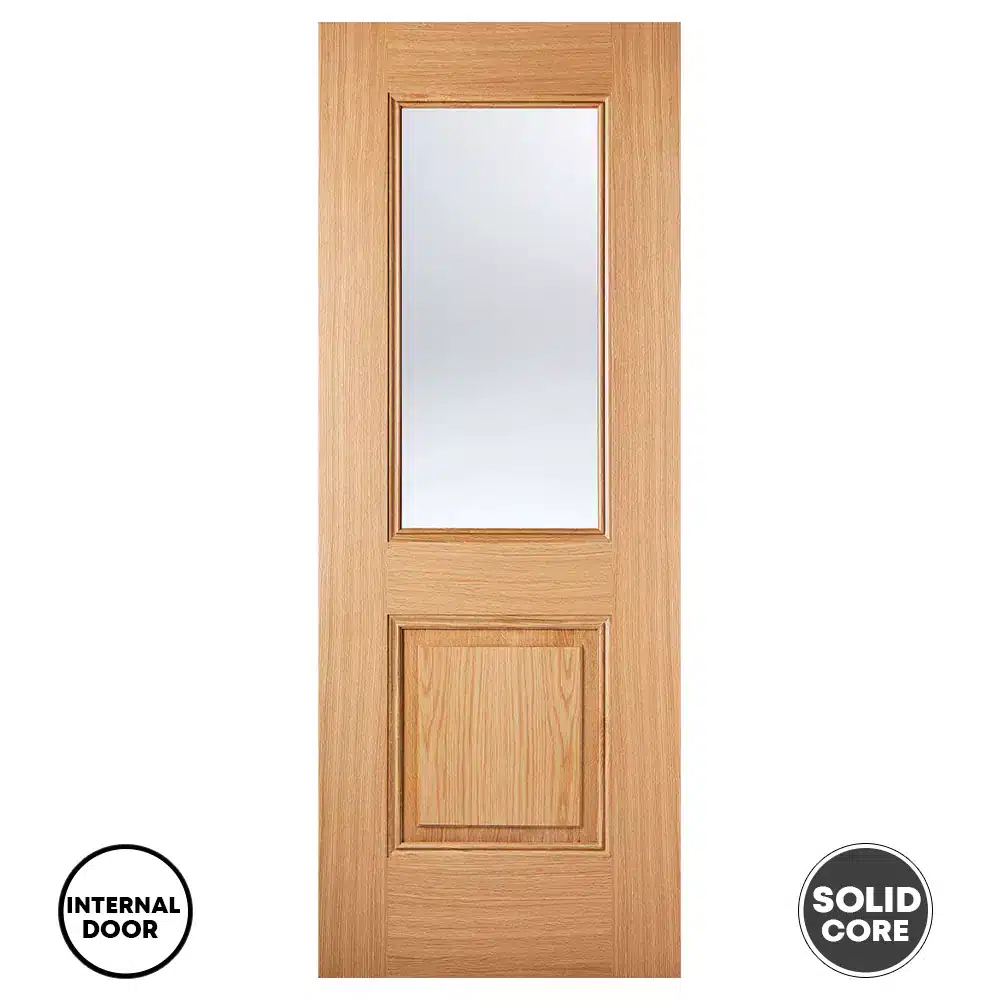 LPD Arnhem Bevelled 1L Glazed Oak Door Pre-Finished