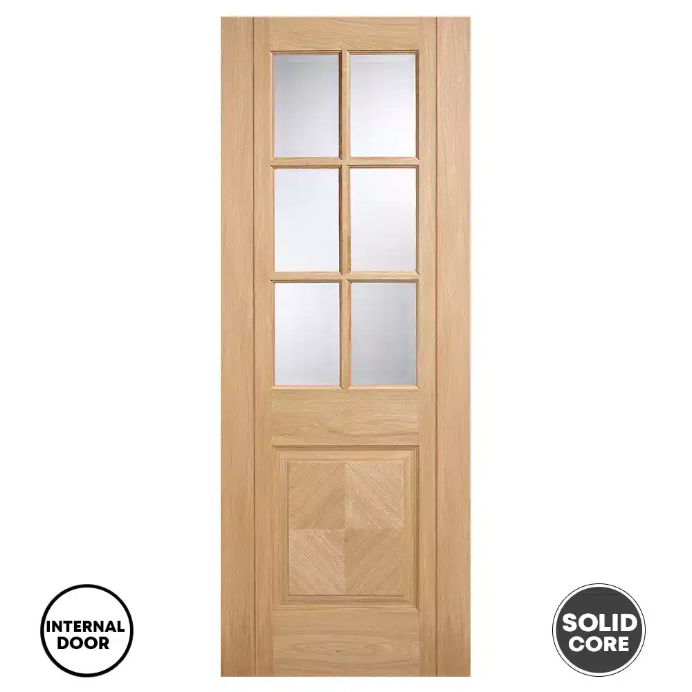 LPD Barcelona Glazed Prefinished Solid Door 6 Panel - Oak