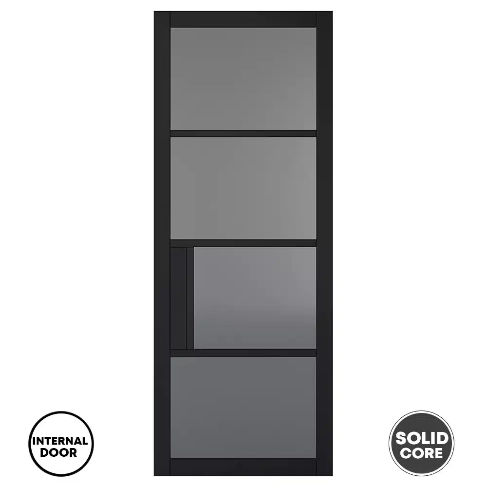 LPD Black Solid Door Glazed Pre-finished Chelsea Tinted
